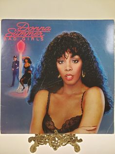 the album cover for donna summer's bad stories is displayed on a white surface