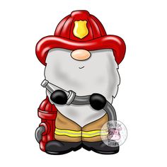 a cartoon fireman is sitting down