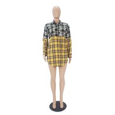 Plaid Patchwork Button Up Long Sleeve Blouses Shirts Yellow Long Sleeve Patchwork Tops, Long Sleeve Yellow Patchwork Tops, Yellow Long Sleeve Shirt With Patchwork, Plaid Patchwork Button-up Tops, Plaid Patchwork Tops For Workwear, Plaid Patchwork Long Sleeve Blouse, Casual Yellow Patchwork Blouse, Long Sleeve Plaid Patchwork Blouse, Long Sleeve Patchwork Tops