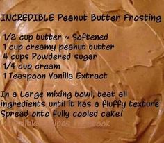 a recipe for chocolate peanut butter frosting is shown on the screen, and it appears to be made from scratchsticks