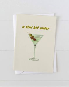 A Tini Bit Older Martini Birthday Card Birthday Cards For 21st Birthday, Watercolor 21st Birthday Card, Cheeky Birthday Cards, Birthday Card For Older Sister, 22 Birthday Card Ideas, Just Because Cards For Him, 21 Birthday Cards, 22 Birthday Card, Cute Homemade Birthday Cards