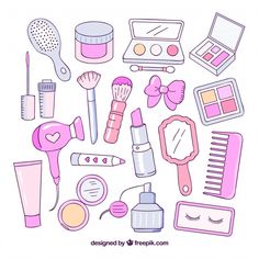 various cosmetics and beauty products arranged in a circle