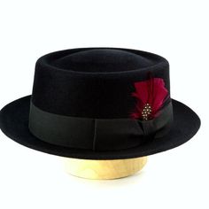 Black Fitted Fedora With Flat Crown, Black Flat Crown Fedora For Kentucky Derby, Black Top Hat With Flat Crown For Winter, Classic Black Hat With Flat Crown, Black Top Hat With Flat Crown For Kentucky Derby, Fitted Black Hat Bands, Black Top Hat For Kentucky Derby With Flat Crown, Classic Black Fedora With Flat Crown, Black Adjustable Boater Hat With Flat Crown