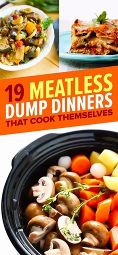 the cover of 19 meatless dump dinners that cook themselves