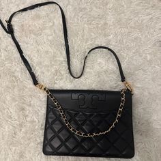 Tory Burch Black Quilted Purse With Chain Strap And Crossbody Strap. Like New. Quilted Purse, Quilted Purses, Tory Burch Bags, Tory Burch Bag, Black Quilt, Crossbody Strap, Chain Strap, Crossbody Bags, Tory Burch