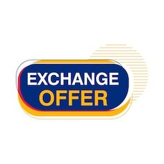 the logo for exchange offer is shown in blue and yellow with an orange stripe on it