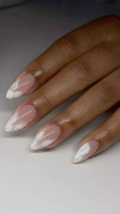 White Tip Almond Nails, Black People Nails, Trendy Nails Designs, Nails For Graduation, Tip Almond Nails, Classy Almond Nails, Graduation Nails