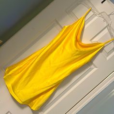 Never Worn New With Tags, Poly Spandex Camisole Cut Slip Dress, Adjustable Straps Yellow Sleeveless Slip Dress, Yellow Sleeveless Slip Dress For Night Out, Yellow Stretch Camisole With Spaghetti Straps, Slip Dress Fashion, Yellow Slip Dress, Dress Fashion, Adjustable Straps, Colorful Dresses, Slip Dress