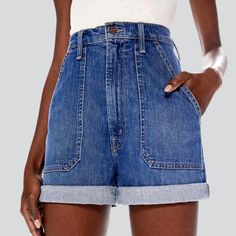 Express your unique mode with our Superimposed Pocket Wide-leg Denim Shorts. featuring a 90s style from our 2023 Summer Collection. With a medium wash. loose fit. and high-waist construction. these shorts offer a timeless look with modern flair. The zipper and button closure provide a secure fit. while the patched pocket detailing adds an extra element of style.Distinctive Features: 90s Style: Retro and modern design come together for a timeless look. Medium Wash: Classic wash for a timeless loo Dark Wash High-waisted Shorts With Pockets, Straight Leg Shorts With Pockets, High-waisted Jean Shorts With Pockets, High Waist Bermuda Shorts With Pockets, High Waist Shorts With Patch Pockets For Summer, Medium Wash Cotton Shorts With Patch Pockets, Light Wash Bottoms With Patch Pockets For Summer, Summer Medium Wash Bottoms With Patch Pockets, Summer Light Wash Bottoms With Patch Pockets