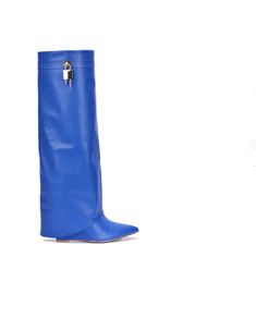 Vibrant Royal Blue  Vegan leather Gold lockett Inside zipper hits right at the knee (not above it) true to size *NOT STRETCHY NOT RECOMMENDED FOR BIGGER CALVES* Shark Boots, Big Calves, Royal Blue Shoes, Star Boots, Blue Wedges, Blue Shark, Tan Shoes, Nude Shoes, Long Boots