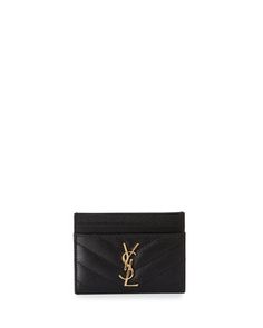 … Saint Laurent Handbags, Gold Handbags, Leather Card Case, Black Caviar, Womens Crossbody Bag, Black Bag, Small Leather Goods, Card Case, Neiman Marcus