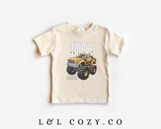 a t - shirt with an image of a monster truck on it