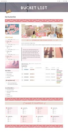 the website is displayed with pink flowers and other things on it's display screen