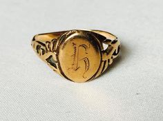 Vintage 14k Rose Gold Art Deco Style Designer Filigree Ring Featuring Old World Scribed Initial Face Rose Gold Art, Fine Gold Jewelry, Gold Art Deco, Filigree Ring, Gold Art, Jewelry Maker, Art Deco Style, Accessories Rings, Deco Style