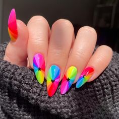 Summer Gel Nails, Moon Nails, Colorful Nail Art, Colorful Nail, Vibrant Nails, Ideas Nails, Nails Simple