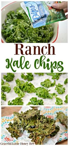 kale chips with ranch seasoning in the middle, and on top of each other