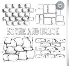 the stone and brick pattern is shown in black and white, as well as several different types