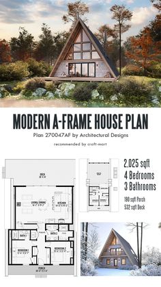 a frame house plan is shown in this image