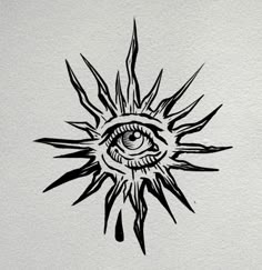 an eye drawn in black ink on white paper