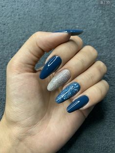 Blue And Silver Nails, Blue Ombre Nails, Blue Coffin Nails, Blue Gel Nails, Sky Nails, Blue Acrylic Nails, Colorful Nail Designs, Marble Nails