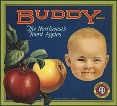 https://flic.kr/p/7Xf3Fs | Buddy Brand: The Northwest's finest apples | File name: 10_02_000085

Title: Buddy Brand: The Northwest's finest apples

Date issued: 1930-1939 (approximate)

Physical description: 1 print : lithograph, color ; 9.25 x 10 in.

Description: Fruit crate label advertising apples showing a smiling baby and two apples.

Genre: Fruit Crate Labels; Advertisements; Lithographs

Subjects: Apples

Notes: Title from item.; Lithograph by Western Litho. Co., Los Angeles, Cal.

Location: Boston Public Library, Print Department

Rights: Rights status not evaluated.