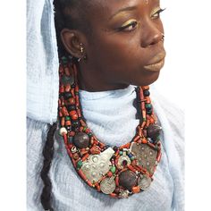 Berber Heirloom Coral/Silver Bib, B Ethnic Trends, Afro Punk Fashion, Ethnic Art, Advanced Style, Afro Punk, Coral Jewelry, The 50s, Cute Necklace, Bib Necklace