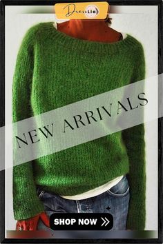 Solid Knitted Plus Size Pullovers Jumpers Sweaters Casual Knitted Long Sleeve Top, Casual Long Sleeve Knitted Top, Green Soft Knit Crew Neck Sweater, Green Chunky Knit Crew Neck Sweater, Casual Winter Knitting Pattern For Soft Knit, Winter Crew Neck Knitted Top, Casual Knitted Fall Sweater, Winter Knitted Crew Neck Top, Green Soft Knit Casual Sweater