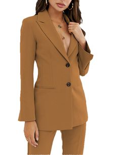 20% wool / 80% polyester. Flat. Include Blazer + Pants. Peak Lapel. Center Vent. Double Buttons. Real pocket. Full lined. Machine wash / Hand wash. Color or size customization please note in the order Professional Single Breasted Long Sleeve Pantsuit, Solid Color Winter Suits For Office Wear, Career Pantsuit With Suit Collar For Fall, Workwear Pantsuit With Pockets And Suit Collar, Winter Office Wear Classic Suit, Fall Single-breasted Office Lady Pantsuit, Fall Career Pantsuit With Suit Collar, Winter Office Wear Suits, Business Casual Suits With Suit Collar For Fall