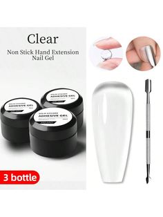 XEIJAYI 3Pcs 10ml Solid Nail Tips Gel Solid Sticker Nail Tips Adhesive Glue Patch Super Sticky Adhesive Glue UV Gel Nail Art Quick-Dry Strong Sticking False Nail Tips Acrylic Glue-Including Dead  Skin Push Clear    ABS  Cuticle Repair Treatment   Nail,Hand & Foot Care, size features are:Bust: ,Length: ,Sleeve Length: