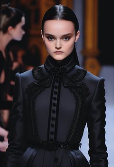 Wich Outfit Aesthetic, Dark Rock Aesthetic, Wednesday Addams Inspired Outfit, Wednesday Outfit Ideas, Wednesday Addams Aesthetic, Wednesday Fashion, Dark Gothic Fashion, Outrageous Fashion, Ulyana Sergeenko