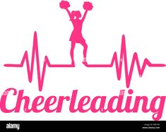 the cheerleader logo is pink and white