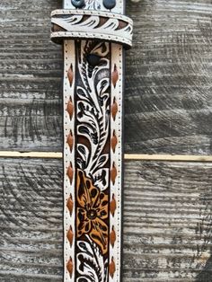 Ladies M & F Belt Tooled Leather Overlay Etched Buckle Changable Buckle by Snap Buttons "Howdy" Natural/Brown Kids Belt, Handmade Boot, Lady M, Tool Belt, 2024 Christmas, Western Theme, Belt Design, Western Belts, M F