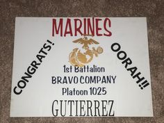 a sign that is on the ground for marines