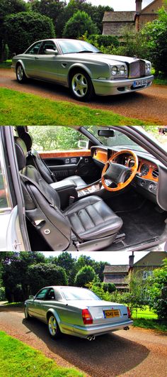 two pictures of the inside and outside of a car