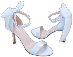 Wedding Sandals With Bow And Open Heel, Elegant Open Toe Wedding Shoes With Satin Bow, Formal Open Toe Wedding Shoes With Satin Bow, Elegant Wedding Sandals With Satin Bow, Open Toe Heels With Satin Bow For Bridesmaids, High Heel Sandals With Satin Bow For Wedding, Elegant Wedding Shoes With Satin Bow For Bridal Shower, Wedding Sandals With Satin Bow And Open Heel, Wedding Heels With Satin Bow