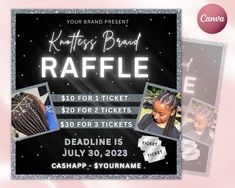 the raffle flyer is shown with two photos