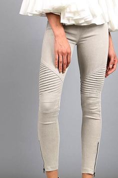 Beulah Moto Zipper Legging Jegging - Light Gray Motto Leggings, Moto Jeggings, Zipper Leggings, Moto Leggings, Denim Leggings, Leggings Fashion, Wholesale Fashion, Affordable Fashion, Modest Fashion