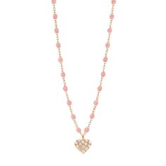 Gigi Clozeau - In Love Diamond Necklace, Blush, Rose Gold, 16.5 Elegant Rose Gold Jewelry With Heart Beads, Elegant Rose Gold Heart Beads Jewelry, Feminine Rose Gold Pendant Necklaces, Rose Gold Heart Pendant Necklace With Beads, Rose Gold Heart Beaded Pendant Necklace, Rose Gold Heart Beads Pendant Necklace, Feminine Rose Gold Jewelry With Heart Charm, Luxury Heart Bead Necklaces With Heart Pendant, Feminine Rose Gold Heart Pendant Jewelry