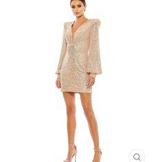 On Sale Is A Mac Duggal 26865 Rose Gold Sequin Long Sleeve Mini Dress 4. It Is New Without Tags. Length (Shoulder To Hem)- 32 3/4 Inches Width (Pit To Pit)- 15 1/4 Inches Waistline- 13.5 Inches Elegant Champagne Long Sleeve Mini Dress, Elegant Long Sleeve Champagne Mini Dress, Mac Duggal Dresses, Rose Gold Sequin, Mac Duggal, Gold Sequin, Long Sleeve Mini, Long Sleeve Mini Dress, Pink And Gold