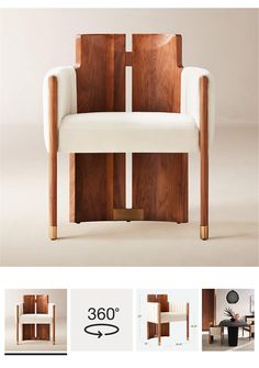 the furniture is made from wood and white fabric