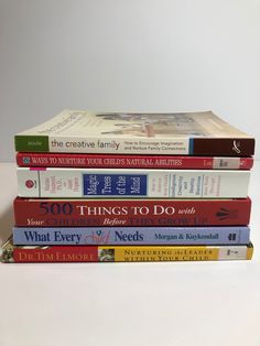 five books stacked on top of each other