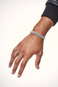 Bold and chunky. The ultimate statement piece to style any outfit. Hypoallergenic, Nickel and Lead-Free, Sweat and Waterproof. Cuban Bracelet, Accessories Photography, Bracelet Black, Eternity Ring, Statement Pieces, Black Men