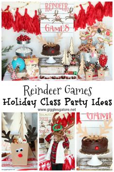 reindeer games and holiday class party ideas for kids to play in the christmas themed classroom