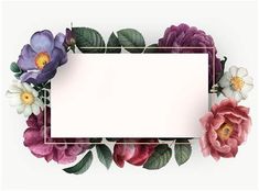 an empty paper surrounded by flowers on a white background