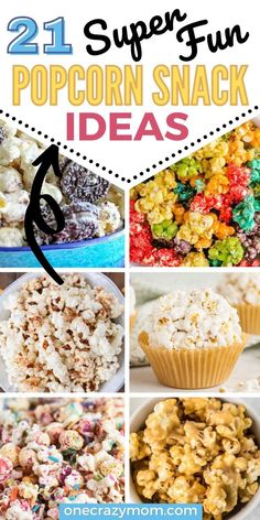 different popcorn snack ideas with text overlay