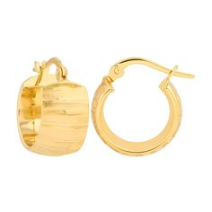 Real 14K Yellow Gold Extra Wide Textured Hoop Earrings with Hinge Clasp | Average Weight 2.17g Make a bold statement with our 14K Yellow Gold Extra Wide Textured Hoop Earrings. These stunning earrings feature an eye-catching wide design with a textured finish, adding a touch of sophistication to any ensemble. Crafted from high-quality 14K yellow gold, each earring is lightweight with an average weight of 2.17 grams, ensuring comfortable wear throughout the day. The convenient hinge clasp closure provides both security and ease of wear. Whether you're dressing up for a special occasion or adding a chic accessory to your everyday look, these extra wide hoop earrings are sure to elevate your style. * Bold Design: Extra wide hoop earrings with a textured finish, making a bold and stylish state Chunky Earrings, Ear Stack, Stunning Earrings, Chic Accessories, Solid Yellow, Jewelry Earrings Studs, Gifts For Wife, Night Dress, Types Of Metal