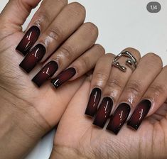 Dark Short Nails Ideas, Black And Red Short Nails, 2023 Aura, Red Black Nails, Nail Fashion Trends, Spooky Nails, Autumn Breeze, Punk Nails