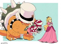 the princess and the dragon are talking to each other in front of an adult monster