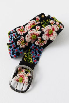 Dream In Color Belt | Free People Embroidered Belt, Woven Belt, Free People Black, Floral Motifs, Black Belt, Favorite Jeans, Simple Dresses, Womens Flip Flop, Boho Outfits