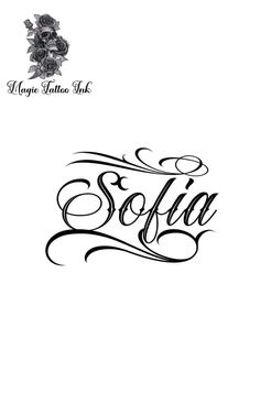 a black and white photo with the word sofia written in cursive writing